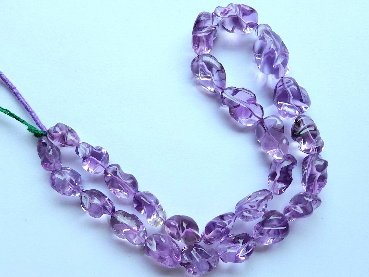 Natural Pink Amethyst Smooth Twisted Tumble Beads