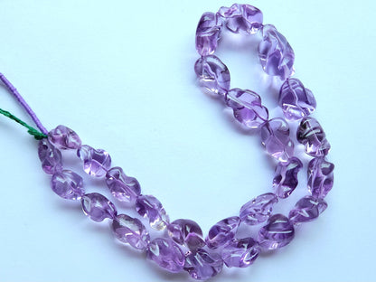 Natural Pink Amethyst Smooth Twisted Tumble Beads