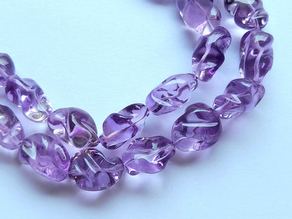 Natural Pink Amethyst Smooth Twisted Tumble Beads