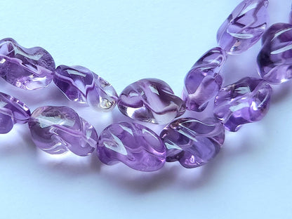 Natural Pink Amethyst Smooth Twisted Tumble Beads