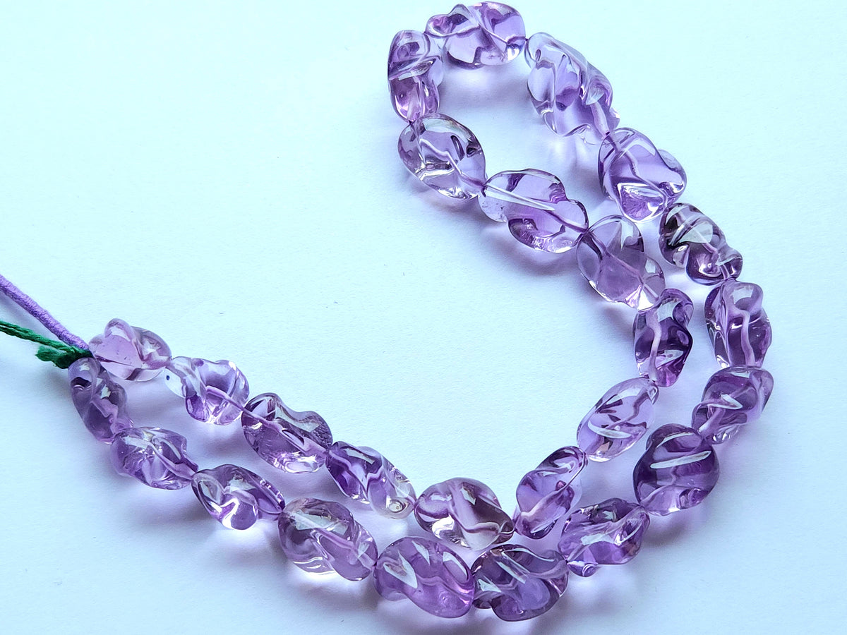 Natural Pink Amethyst Smooth Twisted Tumble Beads