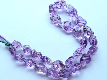Natural Pink Amethyst Smooth Twisted Tumble Beads