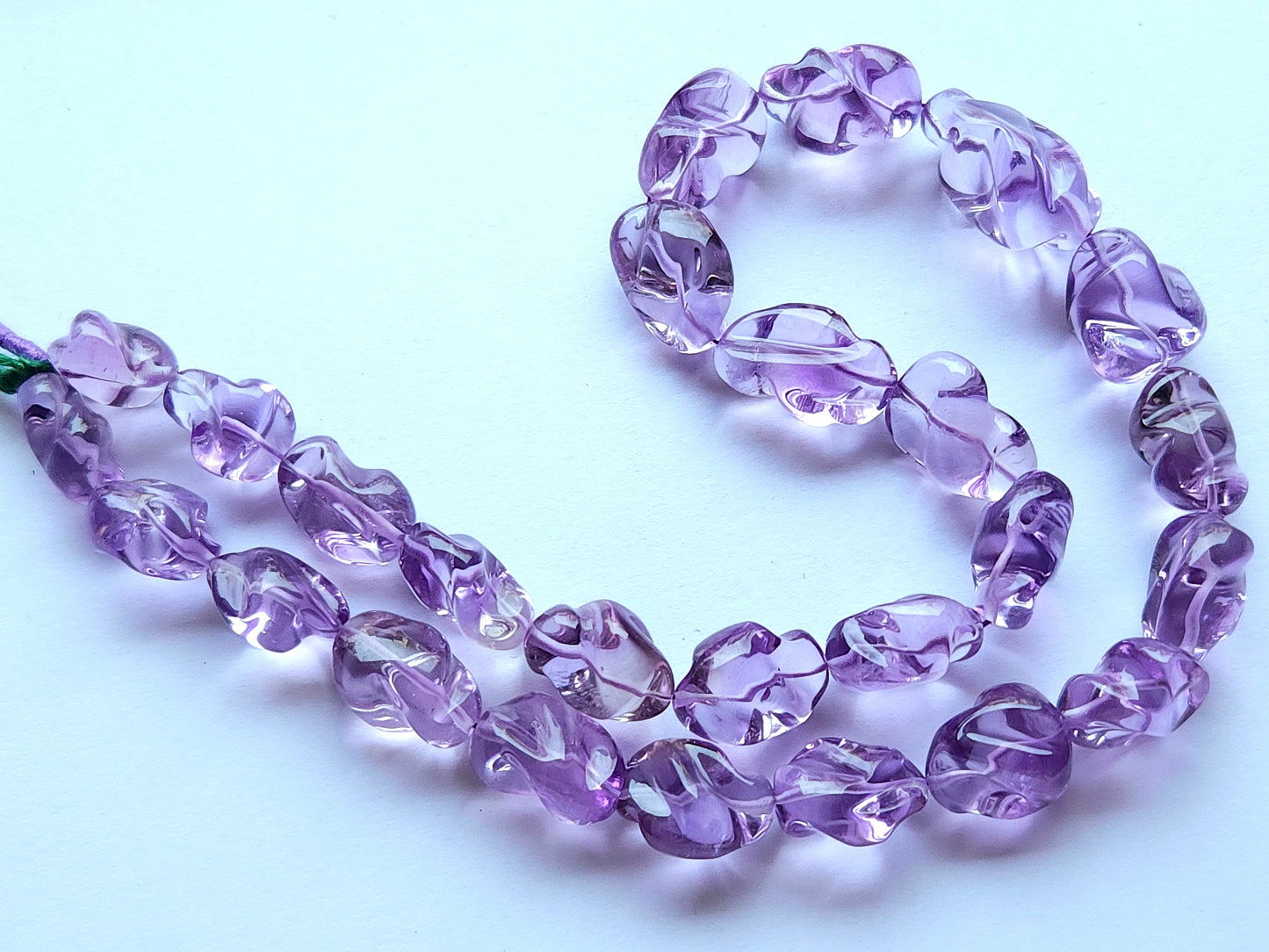Natural Pink Amethyst Smooth Twisted Tumble Beads