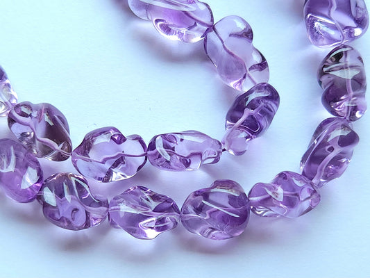 Natural Pink Amethyst Smooth Twisted Tumble Beads