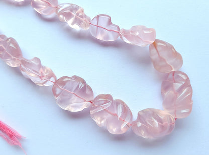 Natural Rose Quartz Smooth Twisted Tumble Beads