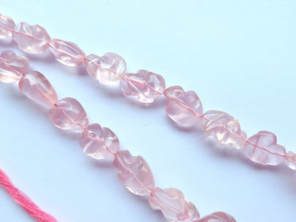Natural Rose Quartz Smooth Twisted Tumble Beads