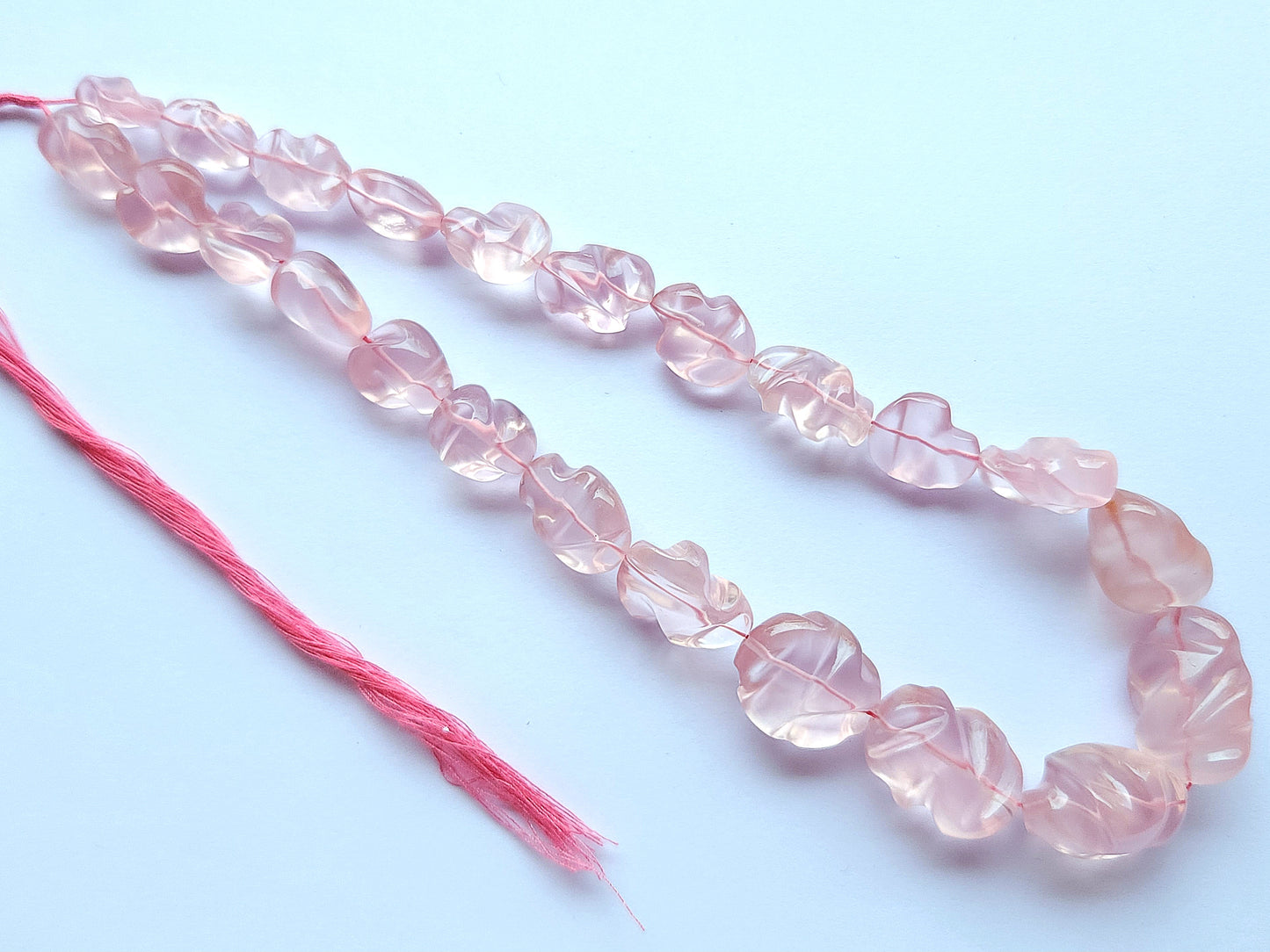 Natural Rose Quartz Smooth Twisted Tumble Beads
