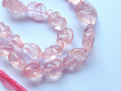 Natural Rose Quartz Smooth Twisted Tumble Beads