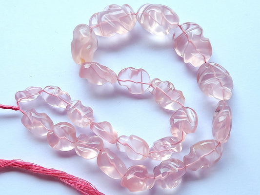 Natural Rose Quartz Smooth Twisted Tumble Beads