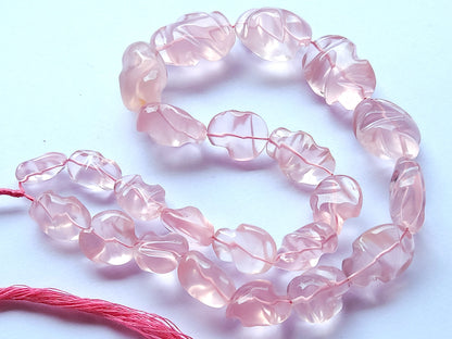 Natural Rose Quartz Smooth Twisted Tumble Beads