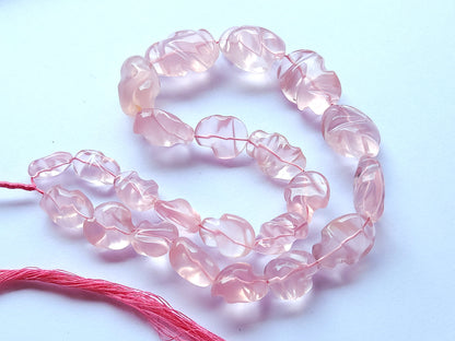 Natural Rose Quartz Smooth Twisted Tumble Beads