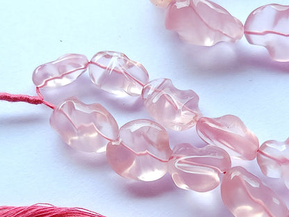 Natural Rose Quartz Smooth Twisted Tumble Beads