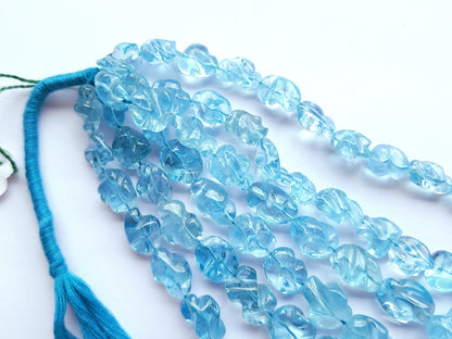 Natural Blue Topaz Smooth Twisted Tumble Beads