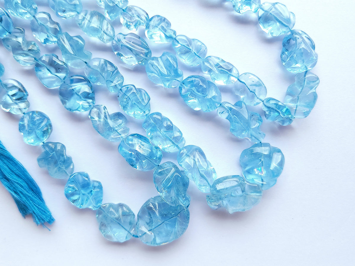 Natural Blue Topaz Smooth Twisted Tumble Beads