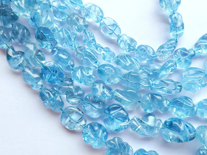 Natural Blue Topaz Smooth Twisted Tumble Beads
