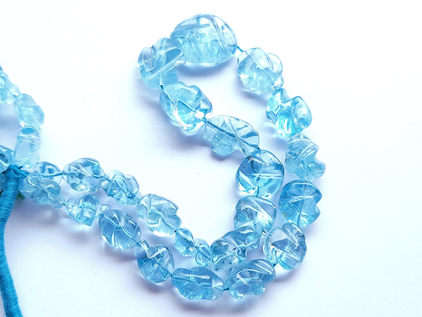 Natural Blue Topaz Smooth Twisted Tumble Beads