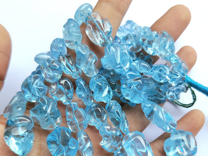Natural Blue Topaz Smooth Twisted Tumble Beads