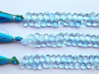 Natural Blue Topaz Smooth Pear Shape Beads