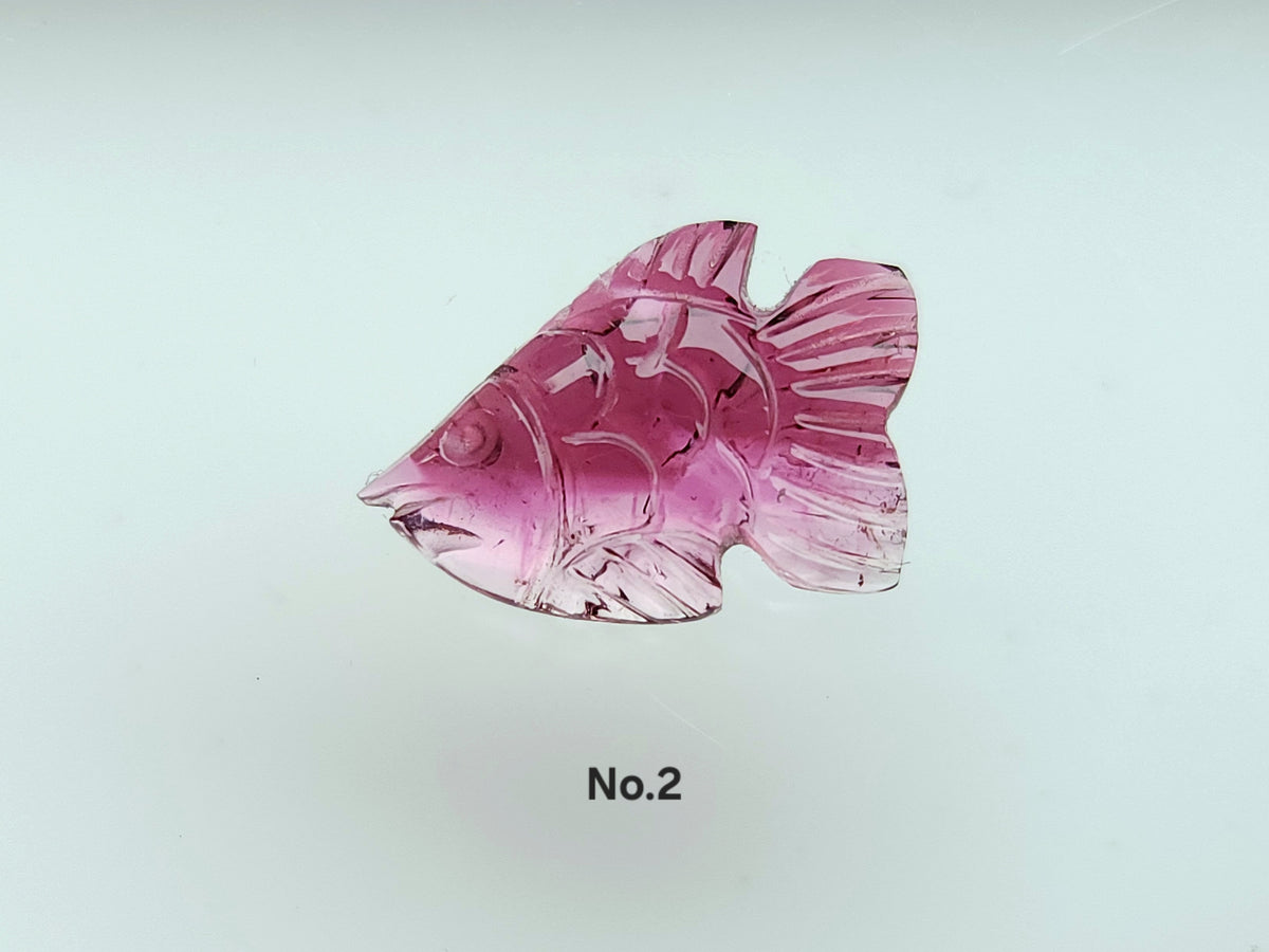 Natural Bi-Tourmaline Carved Fishes For Charms & Pendants
