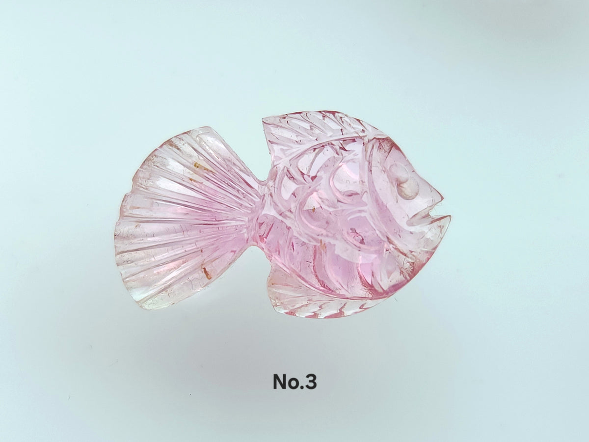 Natural Bi-Tourmaline Carved Fishes For Charms & Pendants