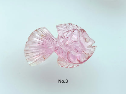 Natural Bi-Tourmaline Carved Fishes For Charms & Pendants