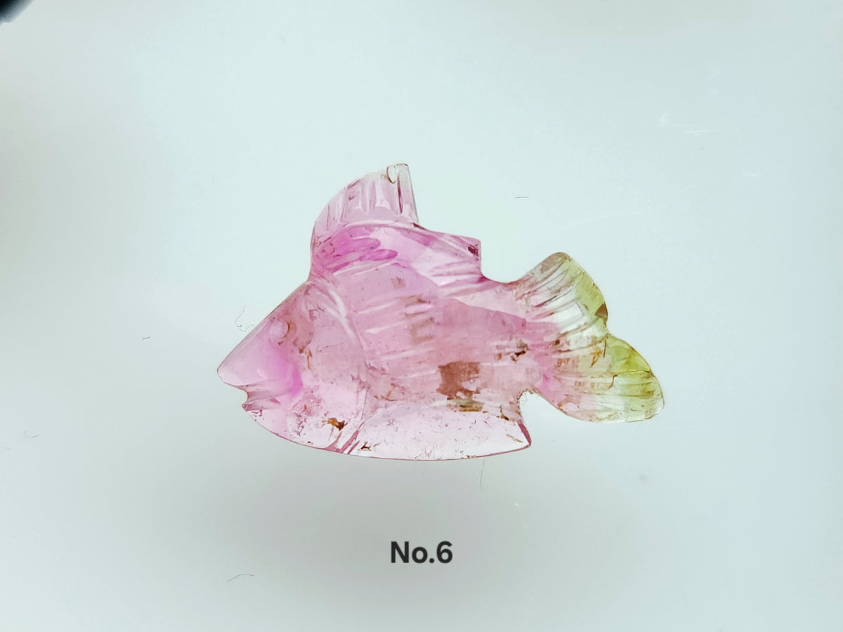 Natural Bi-Tourmaline Carved Fishes For Charms & Pendants