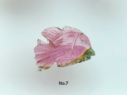 Natural Bi-Tourmaline Carved Fishes For Charms & Pendants
