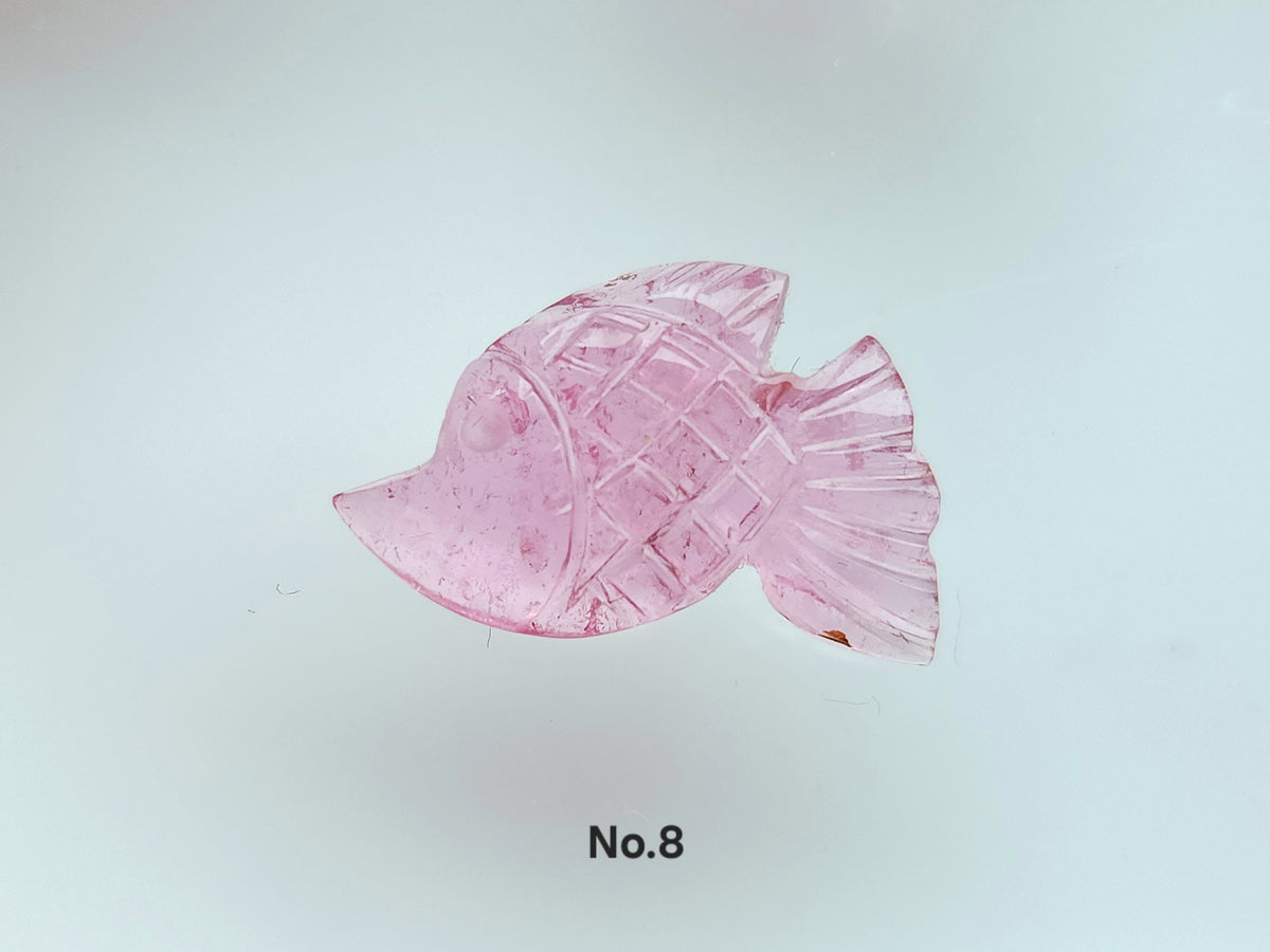 Natural Bi-Tourmaline Carved Fishes For Charms & Pendants