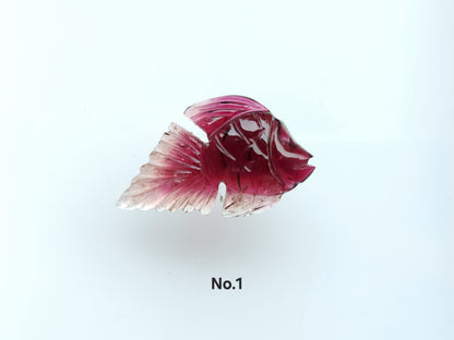 Natural Bi-Tourmaline Carved Fishes For Charms & Pendants