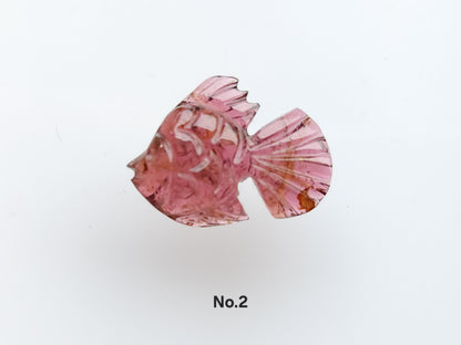 Natural Bi-Tourmaline Carved Fishes For Charms & Pendants