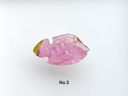 Natural Bi-Tourmaline Carved Fishes For Charms & Pendants