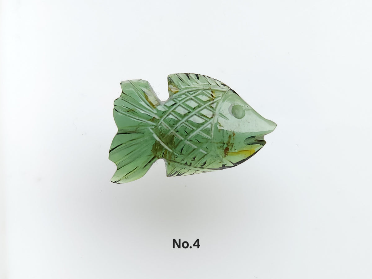 Natural Bi-Tourmaline Carved Fishes For Charms & Pendants