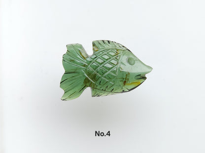 Natural Bi-Tourmaline Carved Fishes For Charms & Pendants