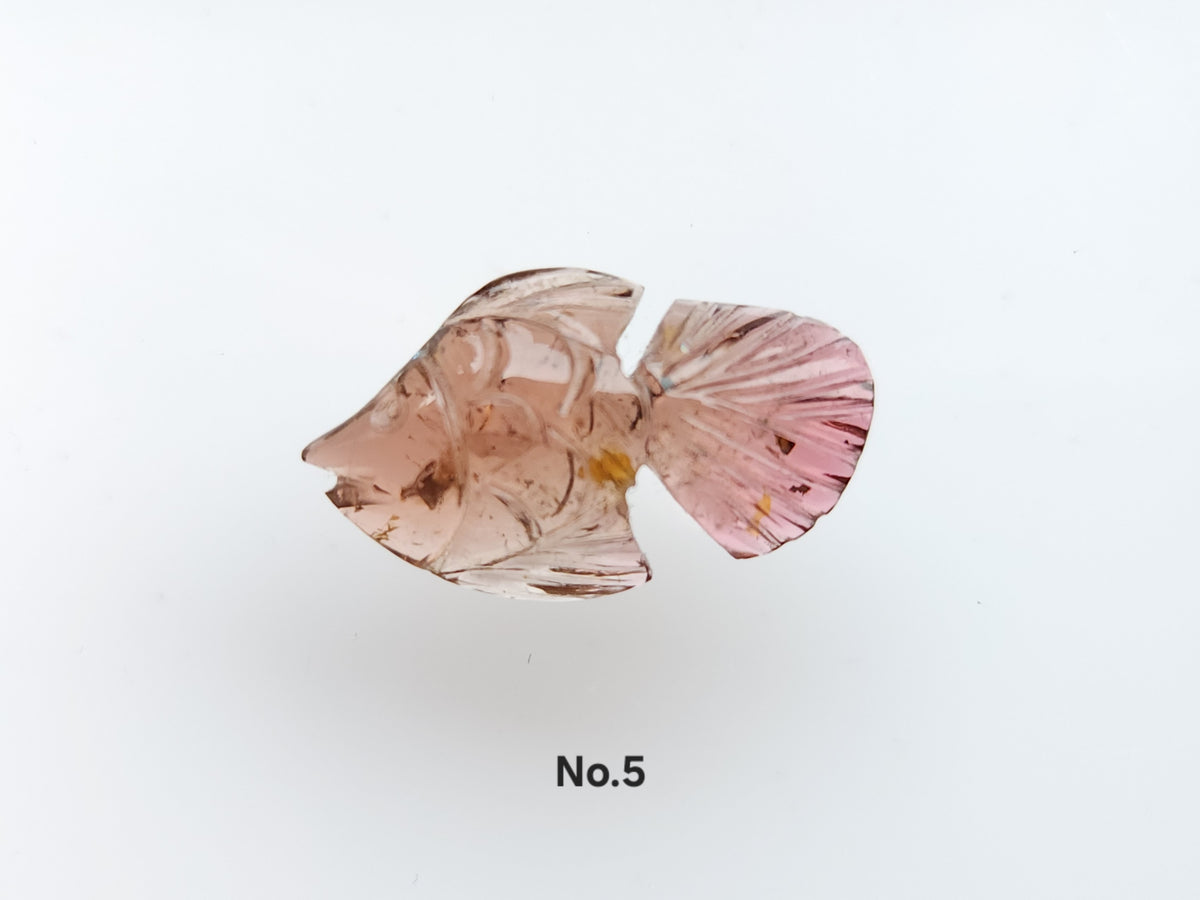 Natural Bi-Tourmaline Carved Fishes For Charms & Pendants