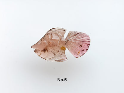 Natural Bi-Tourmaline Carved Fishes For Charms & Pendants
