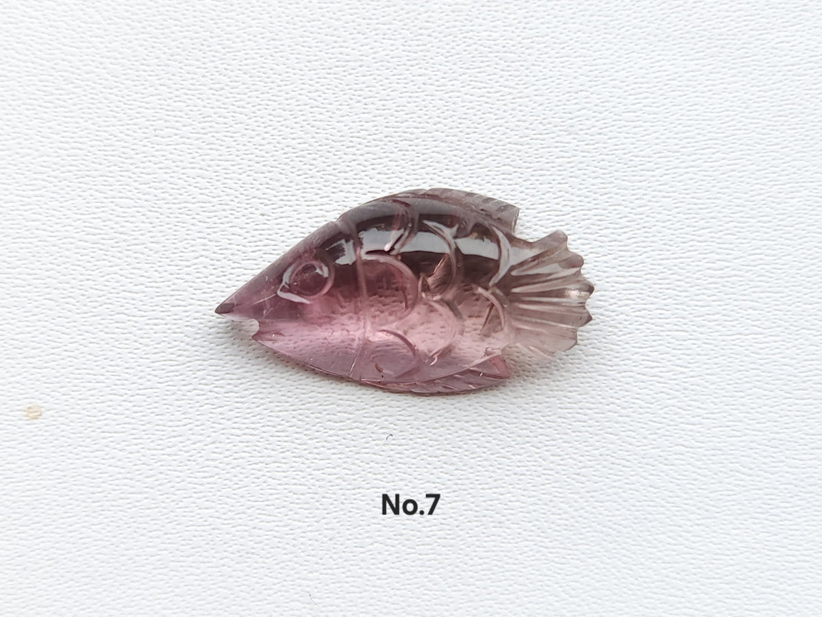 Natural Bi-Tourmaline Carved Fishes For Charms & Pendants