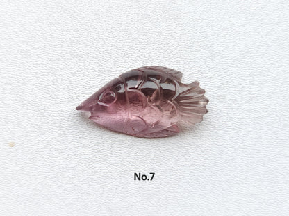 Natural Bi-Tourmaline Carved Fishes For Charms & Pendants