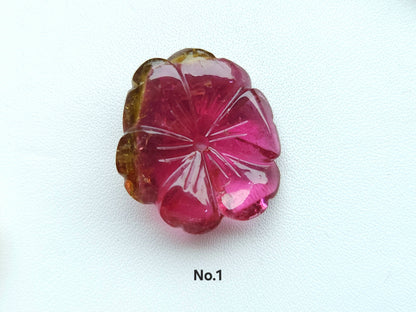 Natural Bi-Tourmaline Loose Flower Carvings