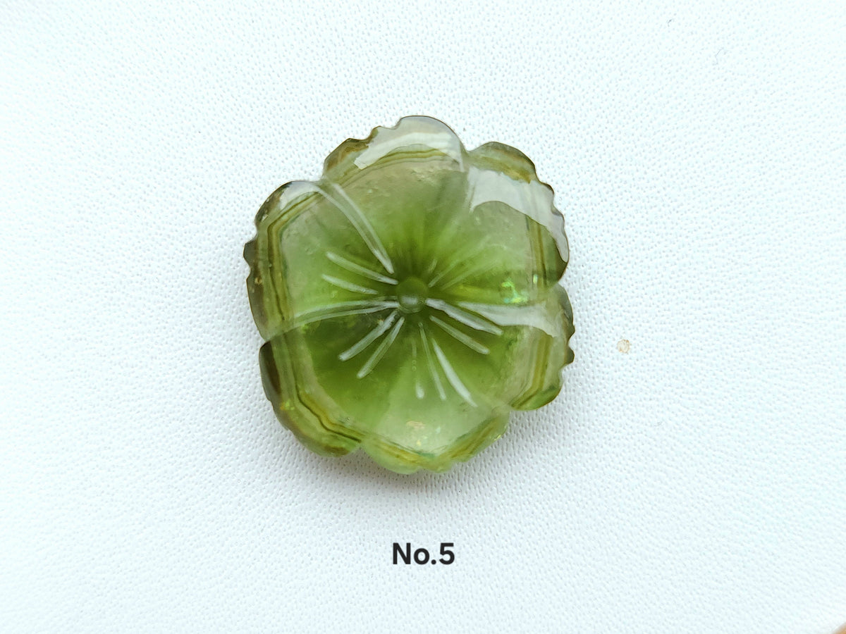 Natural Bi-Tourmaline Loose Flower Carvings