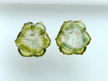 Natural Green Tourmaline Loose Flower Carvings