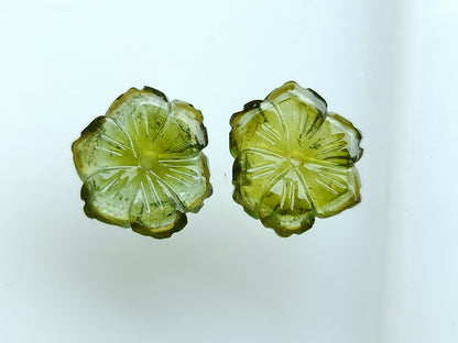 Natural Green Tourmaline Loose Flower Carvings
