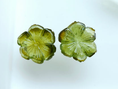 Natural Green Tourmaline Loose Flower Carvings