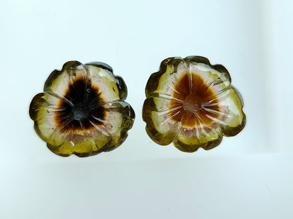 Natural Green Tourmaline Loose Flower Carvings