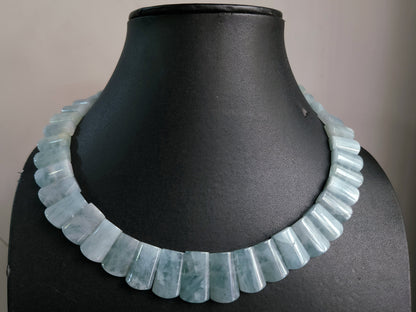 Natural Aquamarine Smooth BIB Necklace 