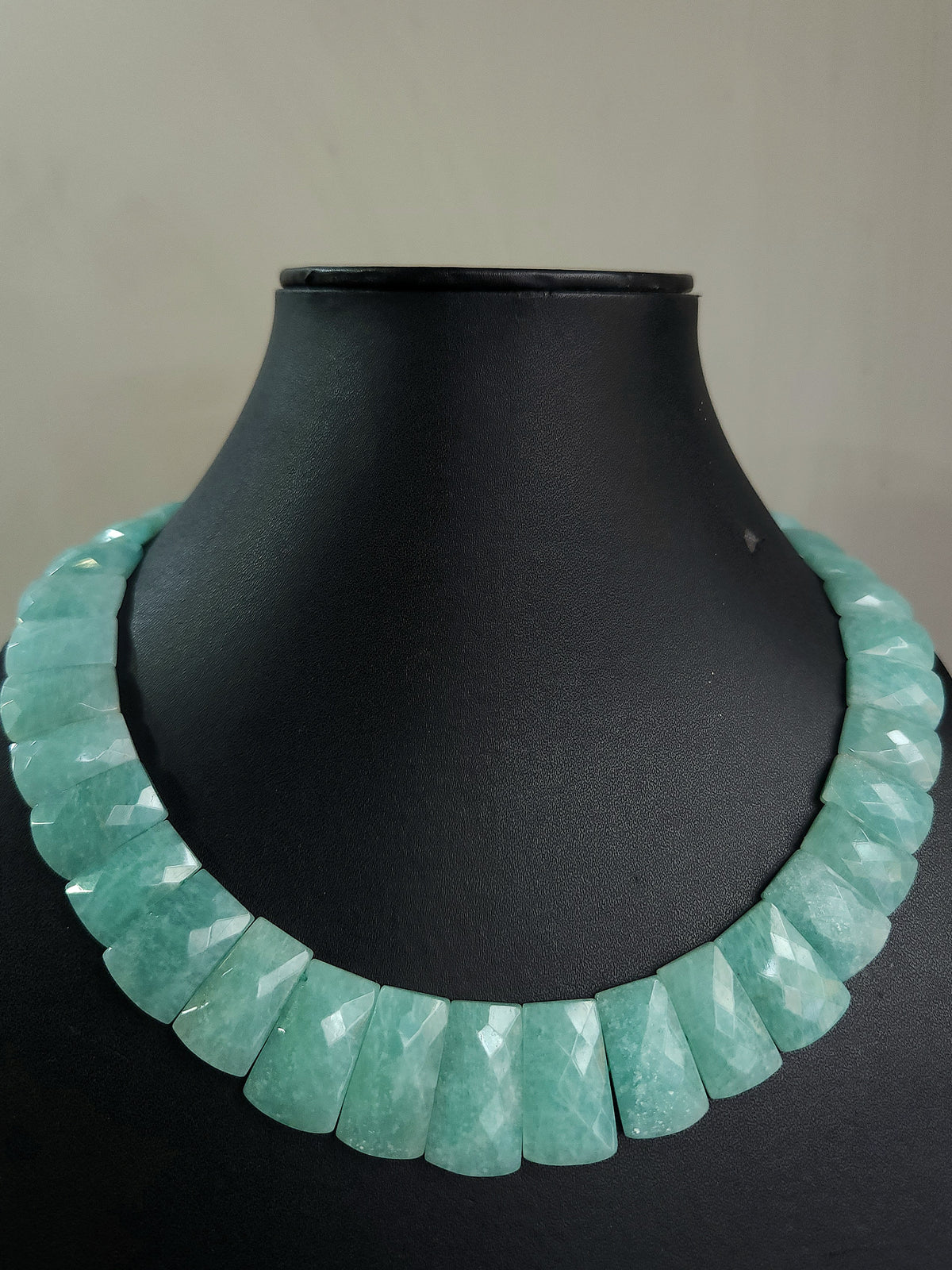 Natural Amazonite Faceted Bib Necklace