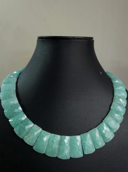 Natural Amazonite Faceted Bib Necklace