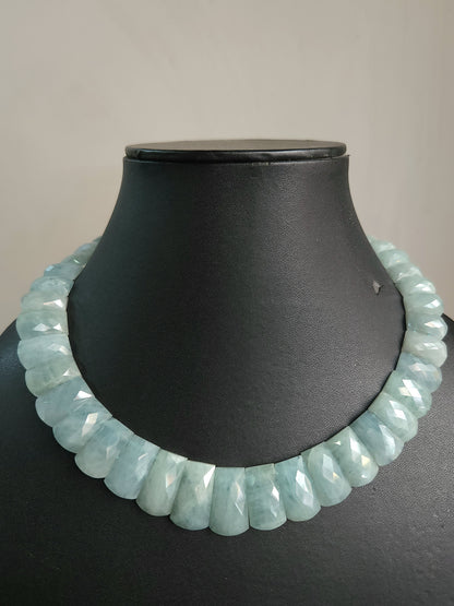 Natural Aquamarine Faceted BIB Necklace