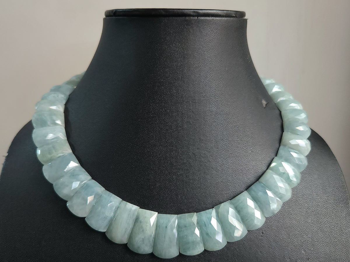 Natural Aquamarine Faceted BIB Necklace