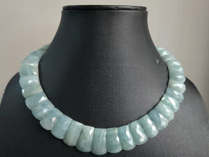 Natural Aquamarine Faceted BIB Necklace