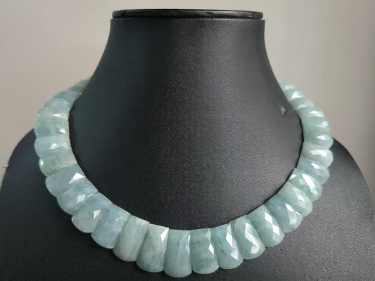 Natural Aquamarine Faceted BIB Necklace